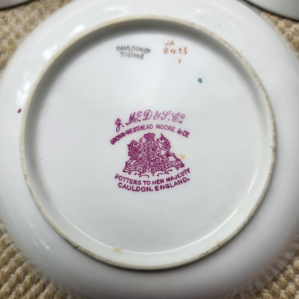 Royal Cauldon H8426 Set of 4 Berry Dessert Bowls Gold Greek Key Flowers 8426 - Picture 5 of 6